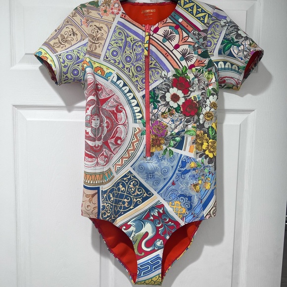 Johnny Was Boho Neoprene Zip Up Swimsuit One Piece XL - Picture 3 of 5